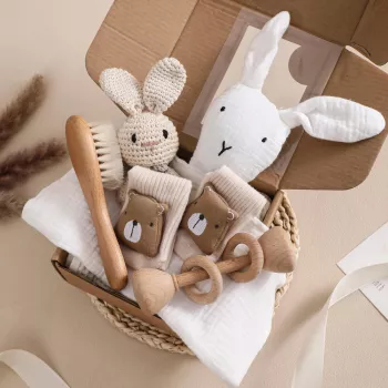 Newborn Gift Set for Bath & Play: Towels, Toys, Rattles